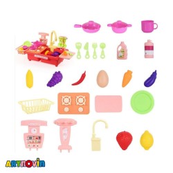 اسباب بازی سینک ظرفشویی همراه گاز و ظروف آیتم 216