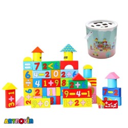 اسباب بازی آموزشی بریکس چوبی سطلی 52 قطعه