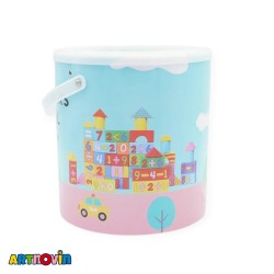 اسباب بازی آموزشی بریکس چوبی سطلی 52 قطعه