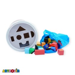 اسباب بازی آموزشی بریکس چوبی سطلی 52 قطعه